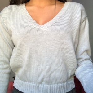 light blue brandy v neck sweater